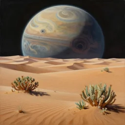 painting of a desert scene on an alien planet by vincent bons. ultra sharp high quality digital render. detailed. beautiful landscape. weird vegetation. quicksand.