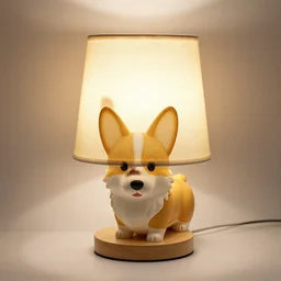 Photo of a lamp in the style of a corgi, product photo