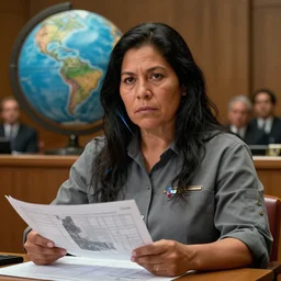 epic portrait of slightly muscular indigenous visionary sheila wattcloutier serious wearing shirt instructor uniform laser pointing blueprint globe courtroom, detailed, artstation, concept art, donato giancola, joseph christian leyendecker, wlop, boris vallejo, stron eyes, highest resolution, extremely detailed beautiful, establishing shot, artistic, hyperrealistic, beautiful face, enhanced hands, octane render