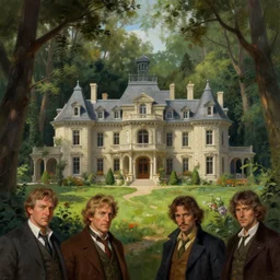 digital painting of a mansion in the middle of a forest, 4 k, ross tran, james gurney, frank frazetta, skeeva, gal barkan, concept art