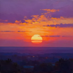 a synthwave style sunset oil painting hyperrealistic art highly detailed