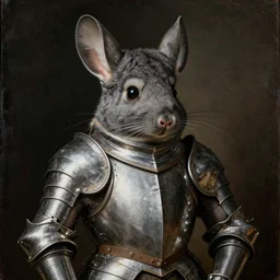 renaissance portrait painting of a chinchilla in a suit of armor, artstation, highly detailed
