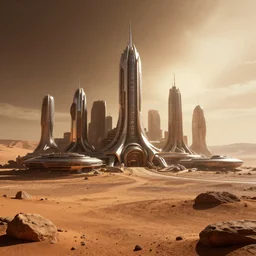 sci - fi city on mars, detailed, cinematic, professional photo, backlighted