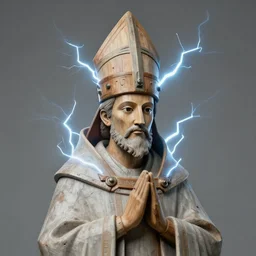 realistic photo portrait of a a scientist ritual monk medieval clerical sculpture cone hat helmet made of wood, with plastic details detailed, covered in tesla electricity laser beam aura, sci - fi, greyscale 1 9 9 0, life magazine photo, natural colors,