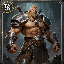 human hero, muscular gigachad in armour, d & d barbarian, nordic warrior, dark souls boss!!, powerful character from warcraft, character portrait, trading card game art, perfectly shaded, extremely detailed, matte, artstation, volumetric lighting, 8 k, game cover art, sharp focus, anatomically correct!!, dark fantasy, by frank frazetta and artgerm