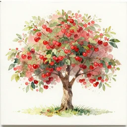 A cherry tree, watercolor on canvas, trending on artstation, matte painting