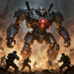 tokyo, war of the worlds, giant mech, human soldiers, intense fighting, glowing lights! digital painting, very detailed, art by jakub rozalski