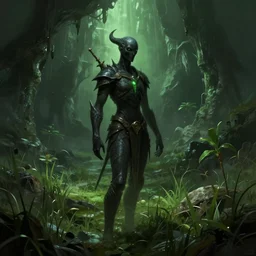 blackheart's mire, science fiction digital art, highly detailed, dark green color theme, marshes and caves, artstation, by rodney matthews, by michael bohme