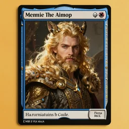 A handsome King of the Fae with blond hair and beard in animal form, Magic the Gathering card art