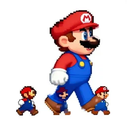 super mario bros 1 9 8 5, mario sprite sheet walk cycle, full body, pixel art, nintendo official media, white background