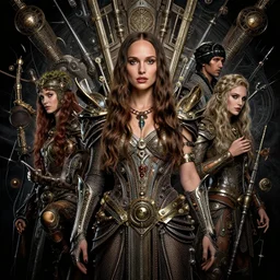 beautiful fantasy character portrait, natalie portman mixed with megan fox, ultra realistic, wide angle, intricate details, the fifth element artifacts, highly detailed by peter mohrbacher, hajime sorayama, wayne barlowe, boris vallejo, paolo eleuteri serpieri