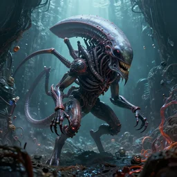 by chet zar and alexander jansson, visually stunning, cinematic, ultra realistic, hyper realism, 1 2 k, epic, octane render, unreal engine, vfx, maya, the essence of art is passion : fresh air, scion of the swarm : thallid omnivore, the sewer holds a spooky surprise : machina, super intricate ornaments : the fluidity of creativity