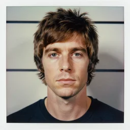 Mugshot Portrait of Liam Gallagher, taken in the 1970s, photo taken on a 1970s polaroid camera, grainy, real life, hyperrealistic, ultra realistic, realistic, highly detailed, epic, HD quality, 8k resolution, body and headshot, film still, front facing, front view, headshot and bodyshot, detailed face, very detailed face