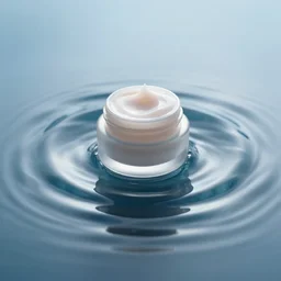 face - cream emerging from water causing circular serene artistic ripples