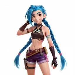 A hyperdetailed award winning masterpiece full body shot of Jinx from Arcane,by Greg Rutowsky,trending on artstation