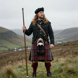 A Scottish Highlander + A Claymour in Hand + The Highlands + by Noah Bradley