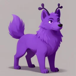 furry ( fandom ) art of an anthropomorphic purple dog with antennas, digital art, painting, trending on furaffinity