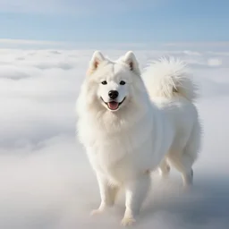 A samoyed in the clouds