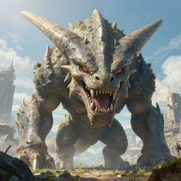highly detailed portrait photo of a giant mûmakil-regigigas with the head of a giant in a scenic dystopian environment, hyperrealistic Illustration