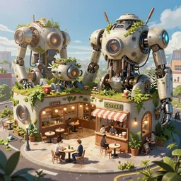 an intricate concept art, illustration, fantasy micro - world inside a coffee shop, no people, large mechanical biomes, ultra photorealistic, ultra sharp, pinterest, artstation, cgsociety, pinterest, digital art, anime colors, style by wlop, hyperrealistic, octane render, 8 k