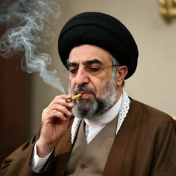 portrait of ali khamenei smoke ganja