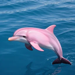 a pink dolphin in the sea