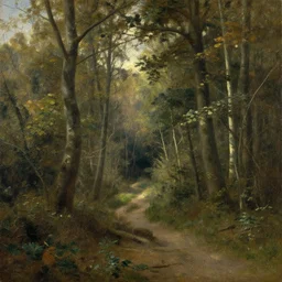 a realistic oil painting of a forest at midday, dutch masters
