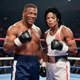 Mike Tyson in the boxing Ring with Michael Jackson