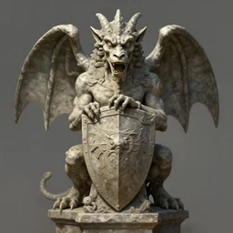 a detailed full body portrait gargoyle guardian in stone, with shield, symmetry, symmetrical, by greg rutkowski and justin gerard, digital art, monstrous, art nouveau, baroque style, realistic painting, very detailed, fantasy, dnd, character design, trending on artstation