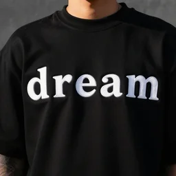 streetwear clothing brand with the letters d, r, e, a, and m. product photo, beautiful lighting