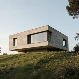brutalist roman house on a hill