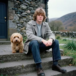 Hebden legend Jossy Skunk sat on the bank steps with Jinksy back in 1993