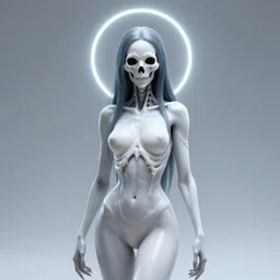 goddess of death in the style of nekro, artgerm, wlop, glowing halo, octane render, peter mohrbacher