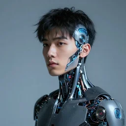 a young man portrait cybernetic style
