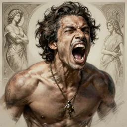 Portrait of 50 cent >screaming<, D&D, muscular, fantasy, intricate, elegant, highly detailed, digital painting, artstation, concept art, smooth, sharp focus, illustration, art by artgerm and greg rutkowski and alphonse mucha