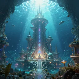 ,inside a magical ethereal underwater dome city, highly detailed, 4k, HDR, award-winning,  artstation, octane render