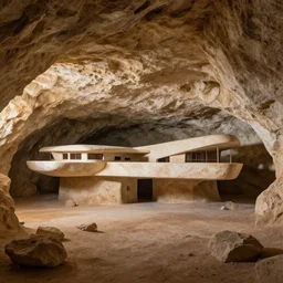 artist's reconstruction of a Stone Age cave designed by Frank Lloyd Wright