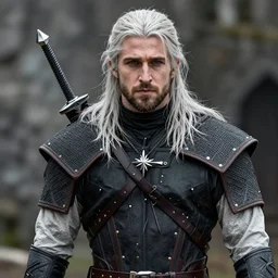 ryan gosling as geralt of rivia from witcher 3, photorealistic cosplay