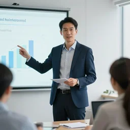 stock photo of a management consultant making a powerpoint presentation