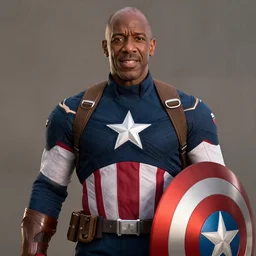 film still of Steve Harvey as Captain America in new Avengers film