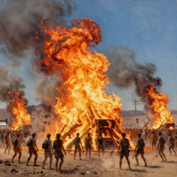 high quality high detail painting by ilya repin, burning man, fire, flames, epic, hd