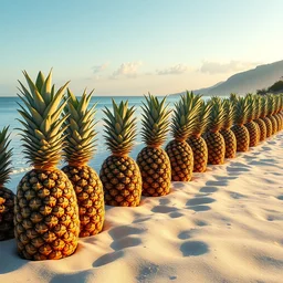 infinite pineapples on an infinite beach, 4 k, uncanny photograph