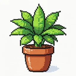 a pixel art drawing of a potted plant, detailed pixel art