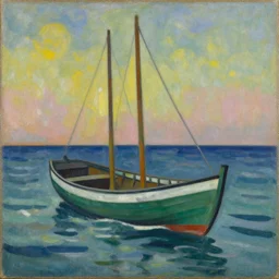 painting of kandinsky, boat on the sea