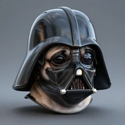 hyper realistic hyper detailed 3 d rendered darth vader helmet that looks like a pug
