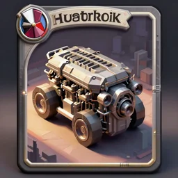car engine concept, comic card style, Hearthstone card, lowpoly