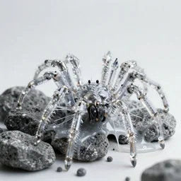 professional photo shot of an alien spider made of silica crystal spikes, melted with rocks in the background, microscopic picture, grimy, gritty, trending on artstation, award winning, close shot, by aleks labuda and barry webb