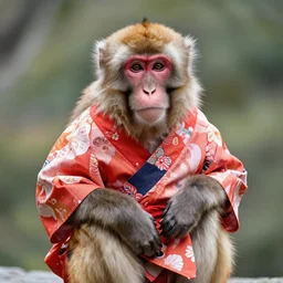 japanese monkey in japanese clothes