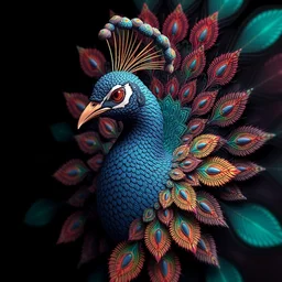 colourful peacock in the style of android jones, 1 6 k, ultra detailed, ultra intricate, artstation