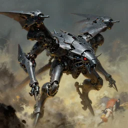 “erebos’s titan, revenant, reaver drone, art by Akihiko Yoshida and Frank Frazetta, high detail, cinematic, cgsociety 8k”
